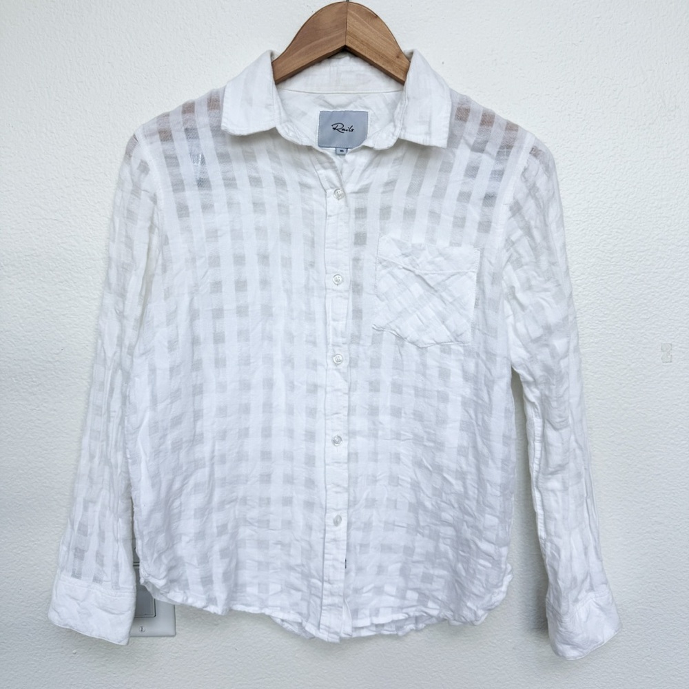 Rails White Checkered Button Down Top Size XS